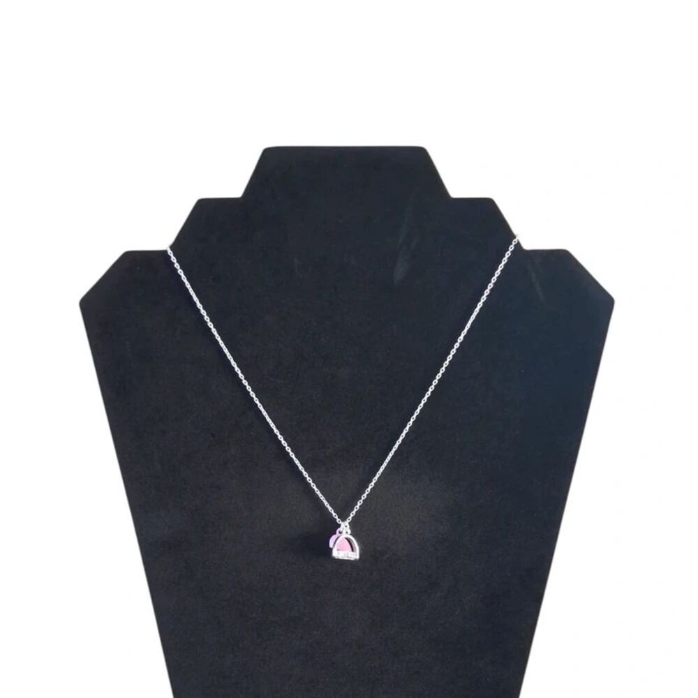 Claire's Silver Toned Cable Chain Purple Enamel Magnetic Half Heart BFF Necklace